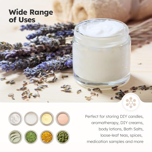 12 Pack 2 OZ Glass Jars with Lids, Small Glass Containers with Plastic Woodgrain Lids & Inner Liners, Reusable Travel Containers for Creams, Makeup, Lotion, Cosmetic, Ointment - color: Clear-12Pcs 2 Oz
