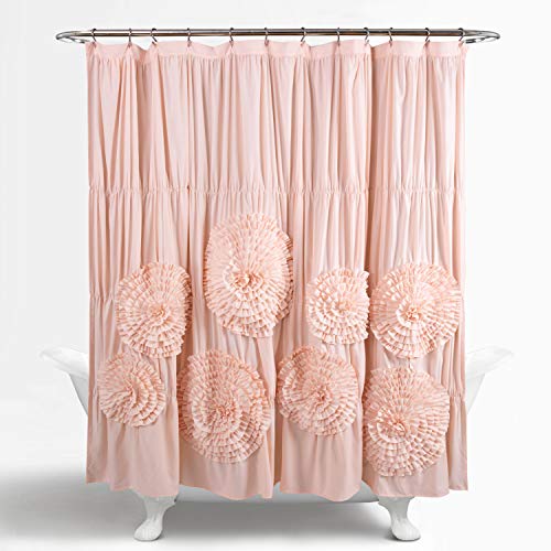 Lush Decor Serena Shower Curtain, 72" W x 72" L, Blush -Ruffled Bathroom Curtain - Pink Fabric Shower Curtains - Coquette Decor - color: Blush