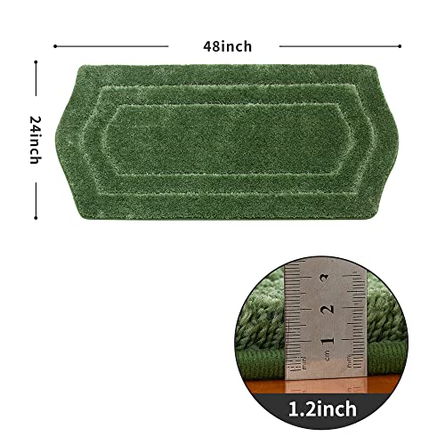 COSY HOMEER Extra Thick Bath Linen Sets Rugs for Bathroom - Anti-Slip Bath Mats Soft Plush 100% Strong Polyester Mat Living Room Bedroom Water Absorbent(Green,24x48 - Inches) - color: Green, size: 2' x 4' (Oval)