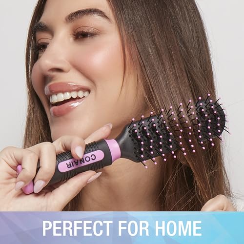 Conair Salon Results Vent Hairbrush Set - Detangling Hair brush - suitable for men and women - features Travel + Full-size - Pink/Black - color: Blush Pink, size: 2 Count