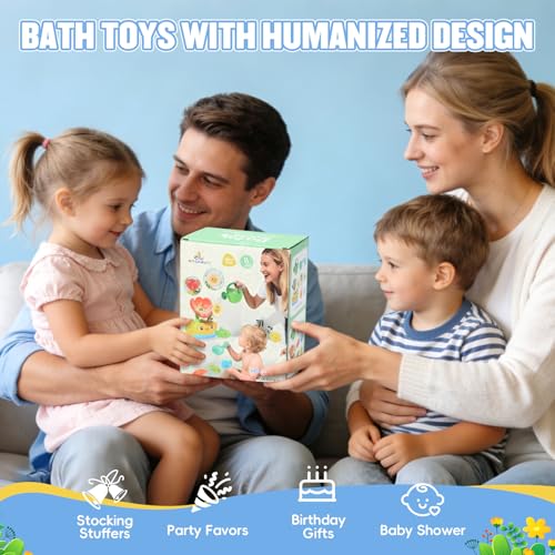 Toddler Bath Toys for Kids Ages 1-3 | Safe & Fun Mold Free Baby Bath Toys | Interactive Bath Toys with Blooming Flower with Watering Can Bathtub Water Toys for 1+ Year Old Great for Girls Shower Gifts - style: Bath Toys with Boats