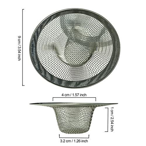 Sink Strainer 2Pcs Stainless Steel Metal Mesh Sink Drain Strainer Large Wide Brim 3.5" Diameter for Most Kitchen Sink Bathroom Bathtub Shower Room Balcony Drains - size: 3-1/2 Inch