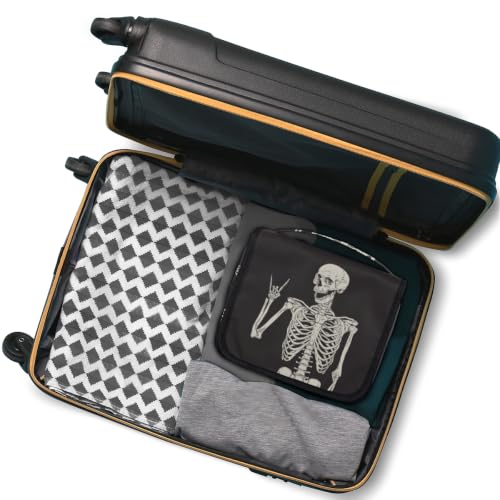 AUUXVA Hanging Toiletry Bag for Women, Halloween Skeleton Makeup Bag, Day of the Dead Cosmetic Bag, Travel Essentials for Women Men