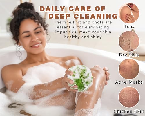 2 Pack African Net Sponge Exfoliating Body Scrubber Bath Sponge for Daily Use (Champange+Olive Green) - color: Champange+olive Green