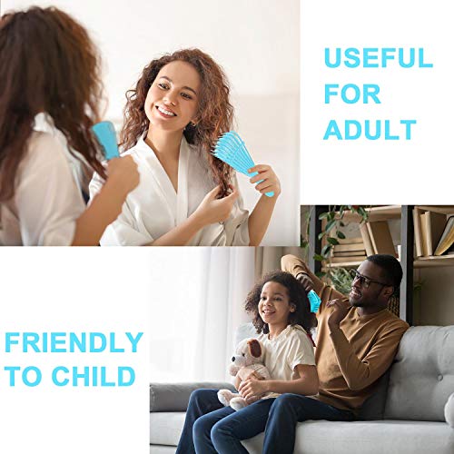 2 Pieces Detangling Brush for Afro America/African Hair Textured 3a to 4c Kinky Wavy/Curly/Coily/Wet/Dry/Oil/Thick/Long Hair, Knots Detangler Easy to Clean (Sky Blue) - color: Sky Blue