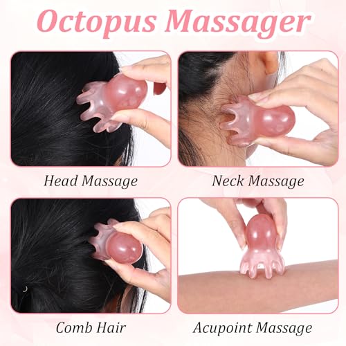 ElevateTech Head Massager Tool Scalp Comb, 2 Pcs Head Massager Comb and 1 Pcs Six Claw Manual Hair Scalp Massagers Gua Sha Tool Resin Hair SPA Acupressure Tools for Mother‘ Day Birthday Gifts