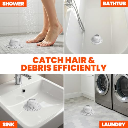 Shower Drain Hair Catcher - Bathtub Drain Cover Foldable Silicone，Shower Drain Protector for Pop-Up and Regular Drains of Shower,Tub, Bathroom, Sink,Grey - color: Gray