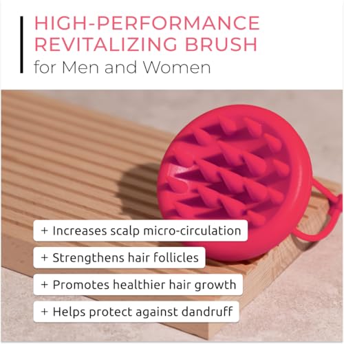DS Labs Revitalizing Scalp Brush - Silicone Shampoo Massager for a Cleaner, Fresher, Feeling Scalp, Lifts Build Up & Boosts Lather, Ergonomic, Water Resistant, for All Hair Types - color: Pink