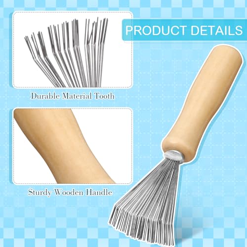 Boao 4 Pcs Hair Brush Cleaning Tool Set Mini Hair Cleaning Brush Tool Wooden Handle Mini Rakes for Removing Dust Home Salon Use(Green) - color: Green