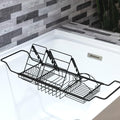 Woodbridge Stainless Steel Extendable Bathtub Caddy Tray in Matte Black Finish with Removable Wine Holder, Book and Phone Rack, Bathcad-MB - color: Matte Black