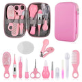 Baby Grooming Kit, Infant Safety Care Set with Hair Brush Comb Nail Clipper Nasal Aspirator,Baby Essentials Kit for Newborn Girls Boys (Pink) - style: Pink Kit+White Brush