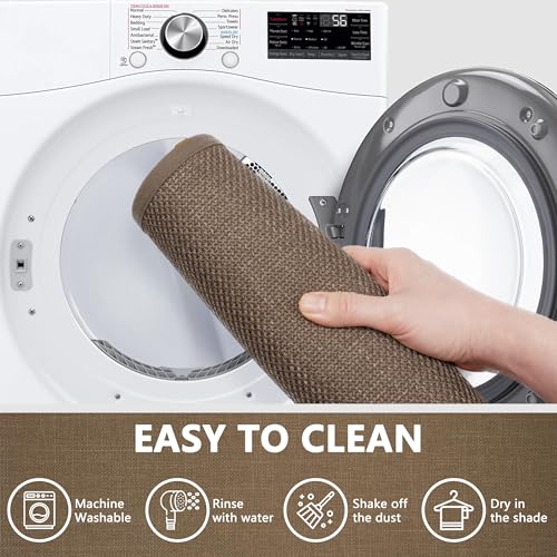 Ultra Thin Bathroom Rugs Non Slip Bath Mat 17" x 32", Bathroom Mat Quick Dry Machine Washable Rugs Perfect for Shower, Camel - color: Dark Beige, size: Medium(17"x32")