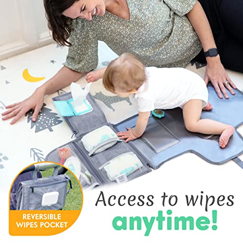 Kopi Baby Portable Diaper Changing Pad - Baby Diaper Changer Travel Bag with Wipes Pocket, Smart Design Portable Changing Mat, Infant Travel Station Kit, Gift for Newborn Girl & Boy - Grey, Premium - color: Grey, size: Premium