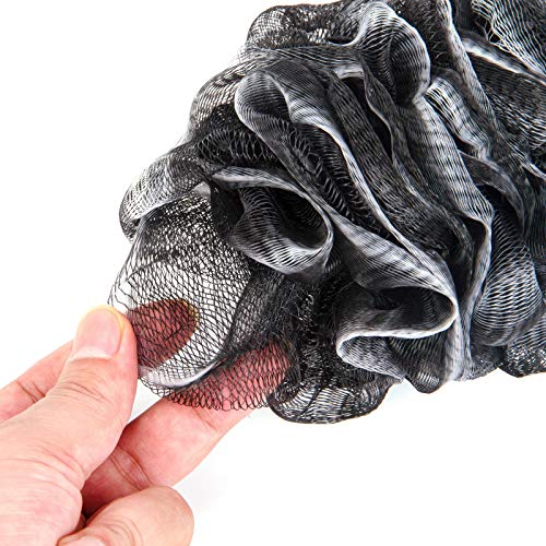 Back Scrubber for Shower, Loofah Long Handle Bath Body Brush, Soft Nylon Mesh Sponge On a Stick for Shower Men Women Kids Elderly, Exfoliating Scrub Cleaning Luffa for All Kinds of Skin(Black) - color: Black