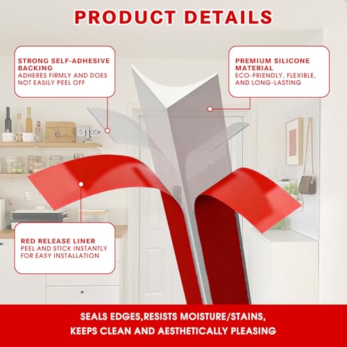 Friendship Shower Threshold Water Dam Barrier 236" Self Adhesive Water Splash Guard Edge Corners Bathroom Sink Blocker for Bathroom and Kitchen Bathtub Edge Seal Door Water Stopper Strip