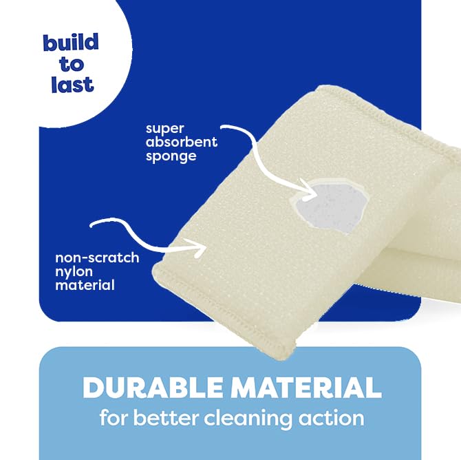 24 Pack Scrub Sponges Kitchen By SCRUBIT, Multi-Purpose Scouring Pads, Non-Scratch Cleaning Sponges for Dishes, Pots & Non-Stick Cookware - Long Lasting Dish Scrubbers for Kitchen, Bathroom & More