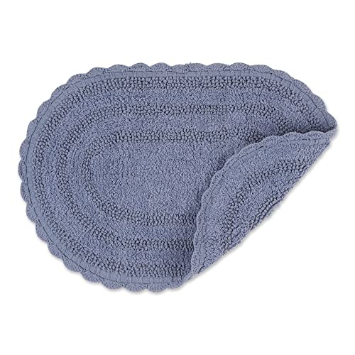 DII Crochet Collection Reversible Bath Mat, Small Oval, 17x24, Stonewash Blue - color: Stonewash Blue, size: 1'5" x 2' (Oval)