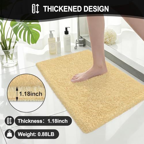 Bathroom Rugs 30"x20", Extra Soft Absorbent Plush Bath Mat Rubber Backing Quick Dry, Machine Washable Bath Mats for Bathroom Tub, Floor, Shower, Bedroom, Beige - color: Beige, size: 30" x 20"