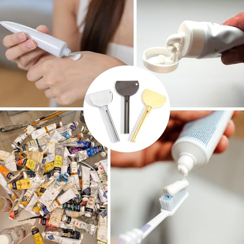 3 Pcs Toothpaste Tube Squeezers,Stainless Steel Toothpaste Squeezer,Metal Manual Dispenser Roller Tube Wringer,Tube Key Tooth Paste Squeezer for Home Toothpaste Paint,Cream, Cosmetic and Hair Dye - color: 3 Color