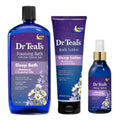 Dr Teals Melatonin Sleep Bath Gift Set (Foaming Bath (34 oz), Body Lotion (8 oz), & Sleep Spray (6oz) - Stress Relief Lavender & Melatonin Promotes Better Sleep - At Home Spa Kit - Relax Before Bed