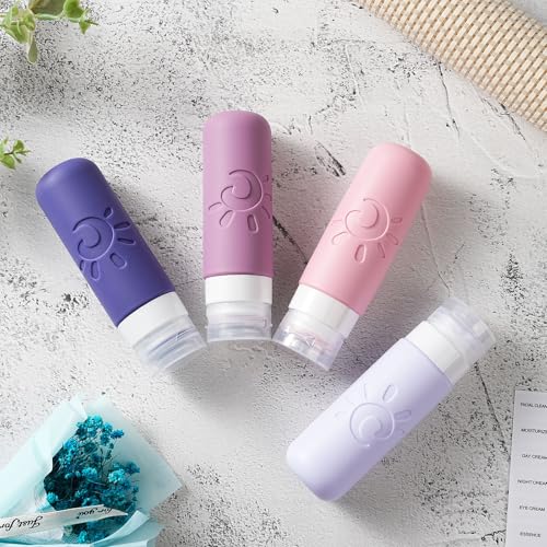 Zafit Travel Bottles for Toiletries, TSA Approved Travel Containers 3oz Leak Proof Travel Tubs Refillable Liquid Travel Accessories for Shampoo Conditioner Lotion Body Wash(Multicolored I) - color: Multicolored I