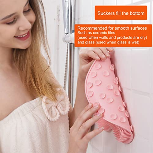 2 Pack Shower Back & Foot Scrubber, Wall Mounted Back Scrubber Silicone Bath Massage Cushion Brush with Suction Cups, Bathroom Wash Mat Exfoliating Dead Skin Brush (L-Blue Grey) - size: L-Blue Grey 2pcs