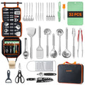 Gaialoop Portable Camping Cooking Utensils Set, Camp Kitchen Set with Organizer Bag, RV Essentials Outdoor Cooking Utensil Kit for Travel, Picnics, Camping, BBQs, Parties - style: 32pcs