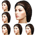 Geyoga 6 Pieces Hair Net Snoods for Women Sleeping Mesh Soft Rayon Knit Crochet Hairnet Long Short Curls Hair Cover Accessory (Black) - color: Black