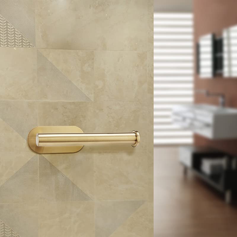 YUET Toilet Paper Holder Self Adhesive, Premium Thicken SUS304 Stainless Steel Rustproof Adhesive Toilet Roll Holder No Drilling for Bathroom, Kitchen, Washroom, Rv - color: Gold
