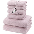 8-Piece Cotton Bath Towel Set with Hanging Loops for Bathroom, Purple | Complete starter set for daily showers, sink-side use, small bathrooms, and guest baths, OEKO-TEX certified, easy care - color: A06: Purple