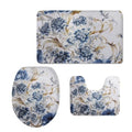 Blue Floral Bathroom Rug Set, Bath Rug +Bathroom Rug + Toilet Seat Cover, Super Soft Microfiber Water Absorbent & Non-Slip Bathroom Rugs with PVC Point Rubber Backing, Machine Washable - color: Blue Floral1