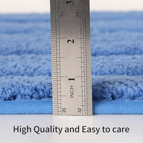 Bathroom Rugs Sets 3 Piece, with 20" x 28" U-Shaped Toilet Rug, Ultra Absorbent and Super Soft Touch, Non-Slip, Microfiber Plush,Rectangular Pattern, Quick Dry Bath Mats for Bathroom, Tub, Bedroom - color: Sky Blue