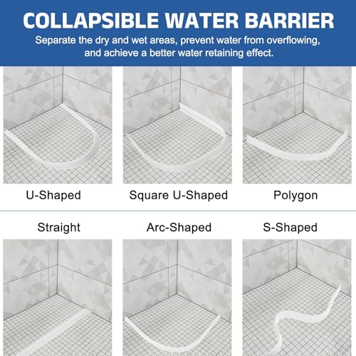 uxcell Flexible Shower Water Barrier, 118" TPE Shower Edge Water Stopper Blocker Splash Guard for Bathtub Sink Washing Machine Dry and Wet Separation, 0.79"W x 1.18"H, Black - color: Black, size: 118"L x 0.79"W x 1.18"H
