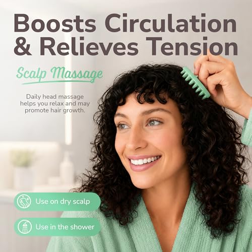 SILKLE Scalp Massager Shampoo Brush – Silicone Scalp Scrubber for Hair Growth & Dandruff Removal, One-Piece, Non-Slip Handle, Soft Bristles, Wet/Dry Shower Scalp Exfoliator for All Hair Types – Green - color: Green