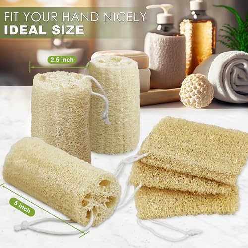 6 Pack Natural Loofah Exfoliating Body Scrubber, 5 Inches Organic Luffa Bath Sponge Exfoliating Shower Body Scrubber for Deep Cleaning & Smooth Skin, Natural Real loofah Sponge for Men & Women - style: Loofah Sponges