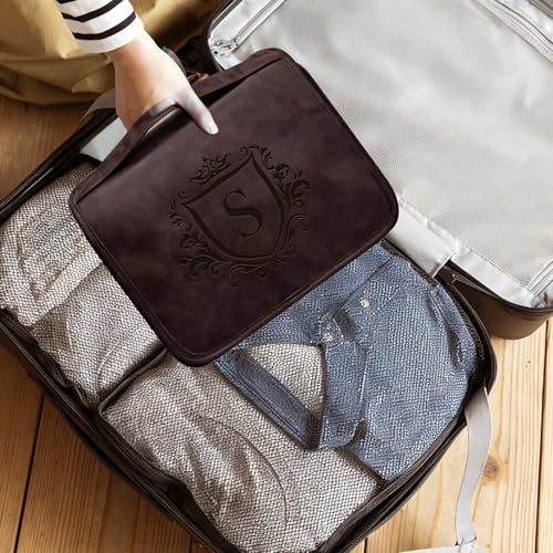 Personalized Dad Gifts from Daughter Son 3-in-1 Mens Toiletry Travel Bag, Unique Hanging Shaving Bag Valentines Easter Fathers Day Birthday Gifts for Men Father New Dad Grandpa Dark Brown A - color: Dark Brown, style: A