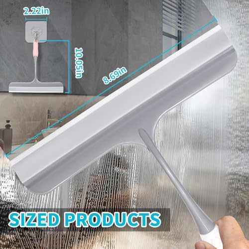 3pcs mini Squeegee Shower Squeegee for Glass Doors, with 3 Adhesive Hooks, Squeegee for Shower Glass Window Cleaning Squeegee Glass Shower Door for Car Window Wiper Mirror Windshield - color: Intermediate Version