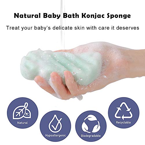 3 Pcs Natural Konjac Facial Sponges for Women and Girls, Gentle Facial Sponge for Cleansing and Makeup Removal, Bath Sponge for Babies and Kids, Soft When Wet, Suitable for Sensitive Skin - color: Infant/ Toddler
