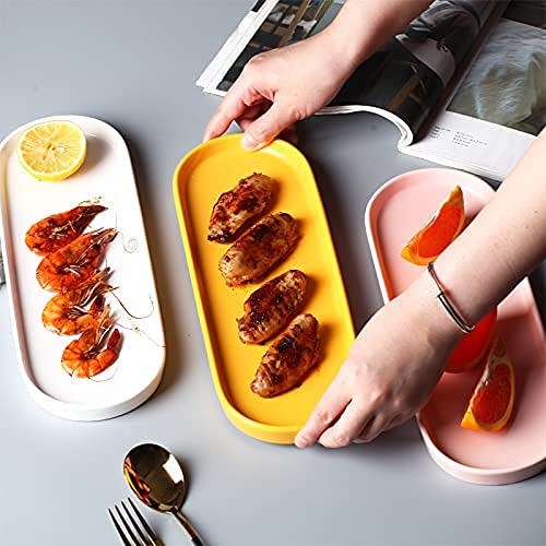 Ceramic Sink Tray, Bathroom Counter Tray, Bathtub Tray, Cosmetics Dish, Candle Tray, Perfume Shampoo Liquid Soap Tray Simple Style Design Suit for Bathroom and Kitchen (Pink) - color: Pink