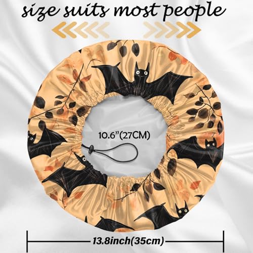 2 PCS Shower Cap Reusable Waterproof Double Layers Hair Caps Shower Bath Adjustable Elastic Hat for Women Girls Cute Aesthetic-Bat - color: AI1-Bat