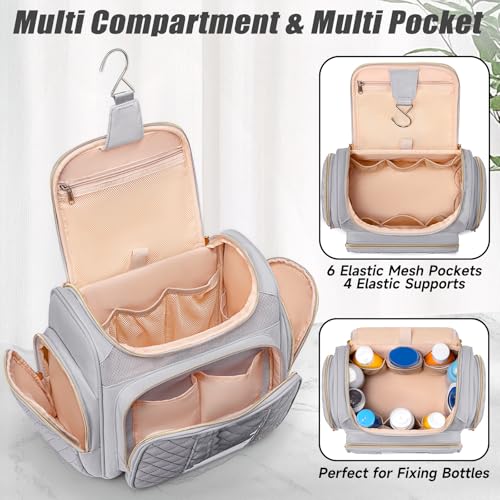 Tealari Large Toiletry Bag for Women Men,Bathroom Bag,Water Resistant Shower Bag,Makeup Bag,Portable Shower Caddy for College Dorm,Hanging Travel Toiletry Bag with Transparent Waterproof Phone Pocket - color: Light Gray-1