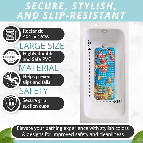 Toddler Bathtub Mat - Non Slip Kids Bath Mat - Shower Grip Mat - Bath Tub Floor Mat (Bath Clownfish) - color: Clownfish Print