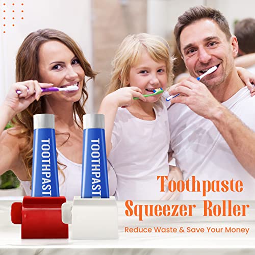 Set of 2 Rolling Tube Toothpaste Squeezer Dispenser Toothpaste Seat Holder Stand - color: Multicolor
