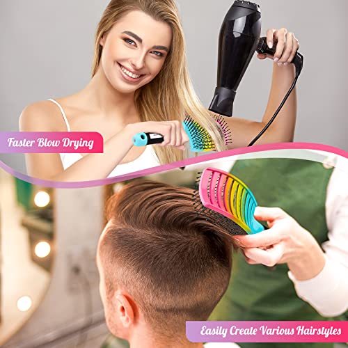 Curved Vented Paddle Brush - Faster Blow Drying, Detangling for Women & Men, Professional Styling for Wet, Curly, Thick or Straight Hair (colourful) | Professional Styling Detangling for Wet, Curly, Thick, Straight Hair, Remove Knots & Reduces Breakage -