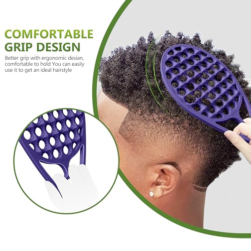 KOUPA Silicone Afro Twist Brush with Pick Comb - Easy Clean Dual-Sided Design with Textured Holes for Defined Afro Curls, Suitable for Coily Hair Men & Women, Purple - color: Purple
