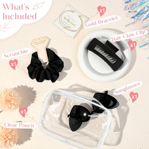 DEEKA 5 Pcs Bridesmaid Proposal Bag Set Gift Clear Makeup Toiletry Bag Bachelorette Party Favors Sunglasses Hair Claw Clips Scrunchies Knot Bracelets Bridal Wedding Party Gifts (Black) - color: Black, size: 1 Set
