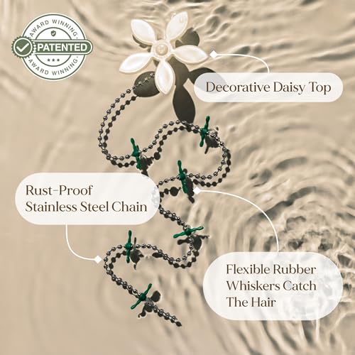 DrainWig Shower Drain Hair Catcher – Disposable Bathroom Hair Trap, Easy to Install in Shower Drain Cover, Helps Prevent Clogs – As Seen on Shark Tank – White Flower (4-Pack) - color: White Flower, size: 4 Count