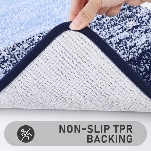 Bsmathom Bathroom Rugs Sets 4 Piece, Soft Absorbent Microfiber Bath Rugs with U-Shaped Contour Toilet Rug and Toilet Lid Cover, Thick Non-Slip Plush Shaggy Bath Mat Set,Navy Blue - color: Navy Blue, size: 18"x26"+20"x31"+U20"x24"+Cover19"x21"