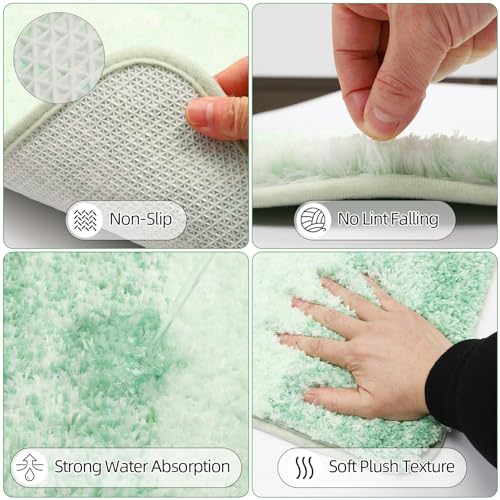 iMucci Bathroom Accessories Green Bathroom Sets with Shower Curtain and Rug, Green Ombre Waterproof Shower Curtain with Ultra Absorbent Rug Bathroom Accessories Set for Home Decor - size: Bath Set+Shower Curtain+Bath Rug, style: Green