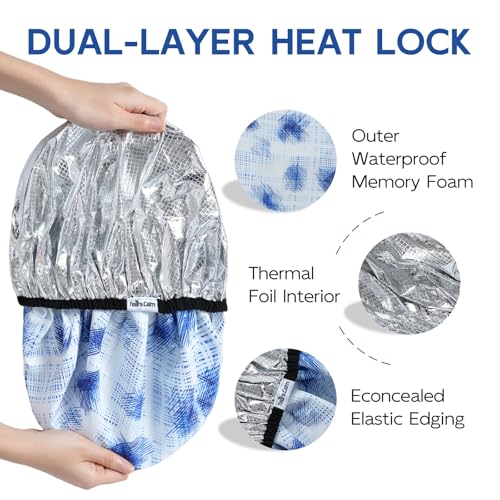 Years calm Shower Cap for Men, Waterproof & Heat-Retaining Hair Treatment Cap – Reusable Men’s Shower Cap with Foil Lining, Elastic Band, for Steam Care, Hair Mask & Oil Conditioning - color: White